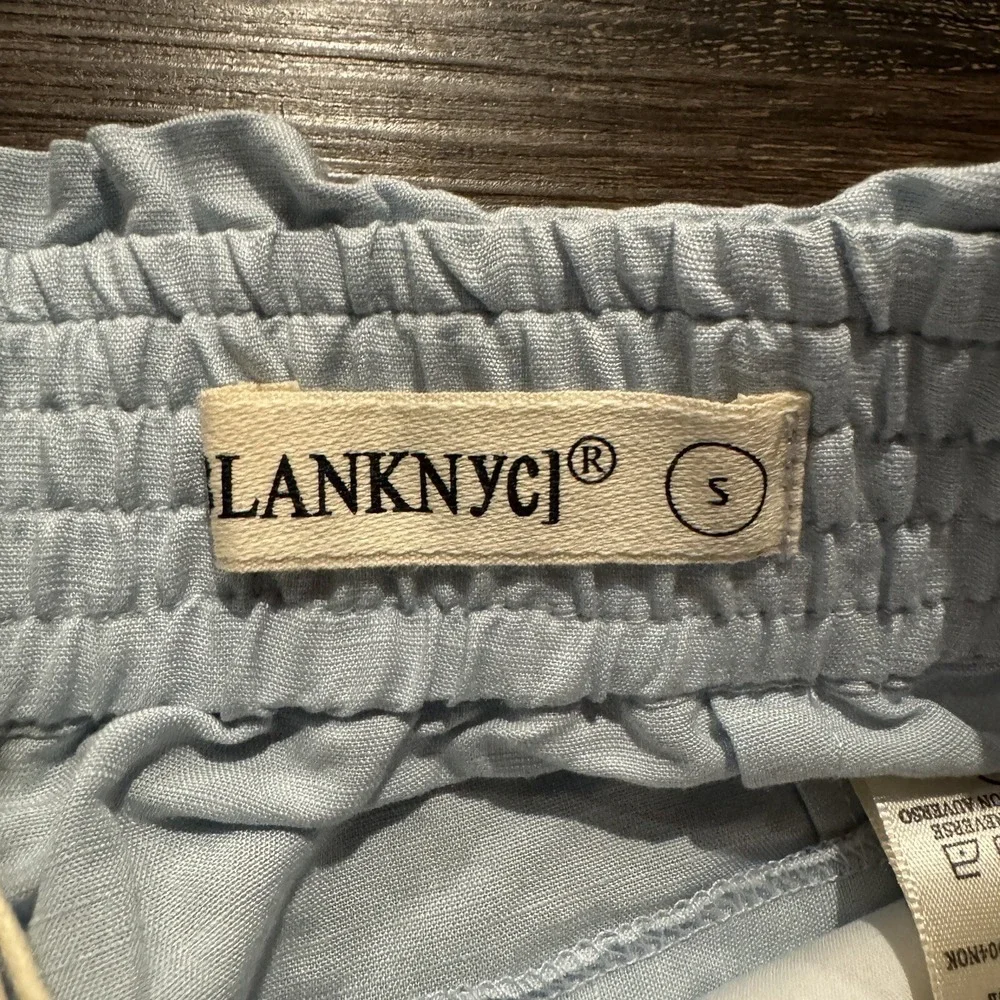 Blank NYC Linen Blend Drawstring Pull‎ On Shorts Pockets  Small Clear Sky Blue - Picture 4 of 8
